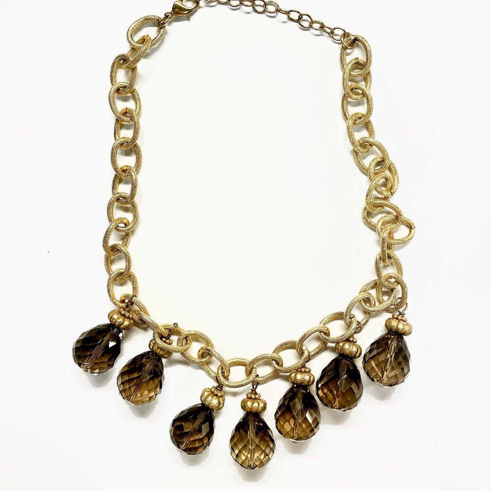 Mollybeads Gold + Brown/Purple Crystal Necklace
